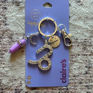 Claire's Silver Rhinestone Capricorn Keychain